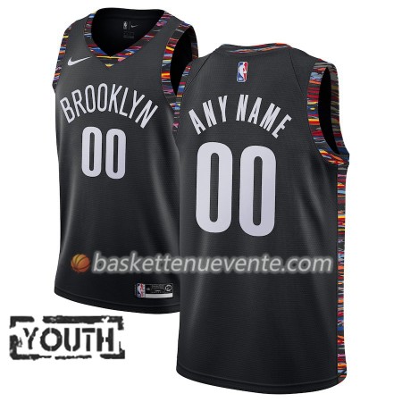 Maillot Basket Brooklyn Nets Personnalisé 2018-19 Nike City Edition Noir Swingman - Enfant